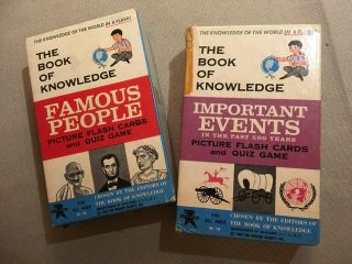 Vintage The Book Of Knowledge Important Events & Famous People Flash Cards/quiz