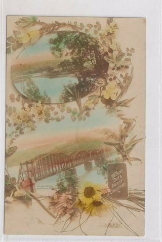 Vintage Postcard Hawkesbury River Railway Bridge Greetings Card 1900s