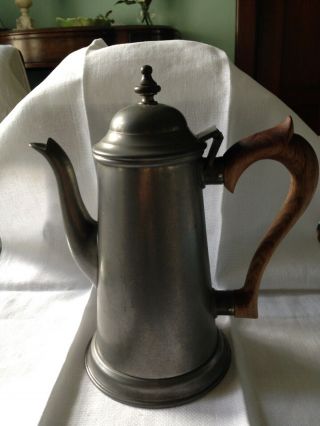 Vintage Kirk Stieff Pewter 10 " Teapot/ Coffee Pot Wood Handle P1 - 14 Pewter