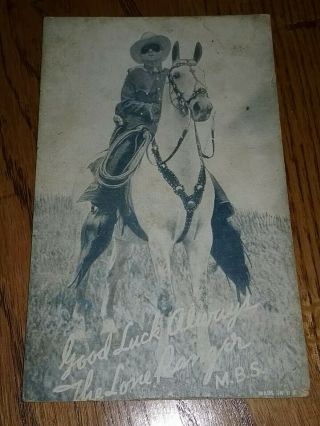 Vintage Lone Ranger Cowboy Western Photo Postcard Silver Horse Early