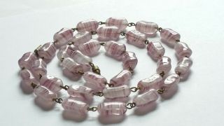 Czech Vintage Art Deco Longer Wired Swirled Glass Bead Necklace