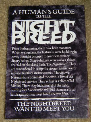 Vintage Clive Barkers " A Humans Guide To The Night Breed " Movie Release Promo