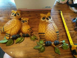 Homco Dart Ind.  Vintage 1975 Hoot Owls Wall Hanging Plaques Decor Set Of 2 7403