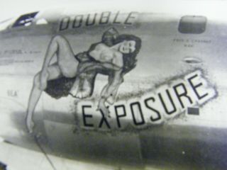 Vintage WWII Bomber Plane Risky Nose Art Photo,  Double Exposure 4