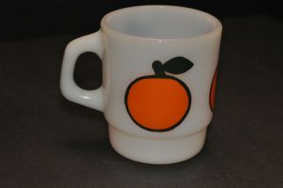 Vintage Milk Glass,  Anchor Hocking,  Fruit Mug,  Orange On 3 Sides,  Vgc