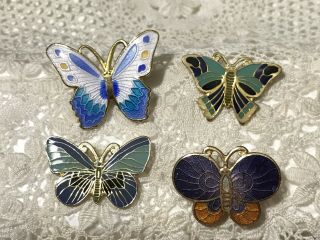 Vintage Enamel Butterfly Brooch X 2,  2 Badge Pin Deafness Foundation Butterflies