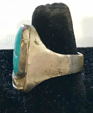 Vintage Southwestern Sterling Silver & Turquoise Ring - Size 8.  5 - 9.  16.  2 Grams 2