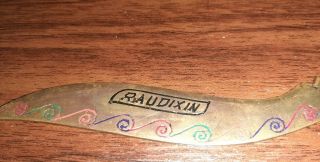 Vintage Raudixin Hindu Goddess Hand Crafted Brass Letter Opener Made In India 2