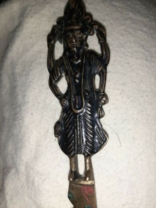 Vintage Raudixin Hindu Goddess Hand Crafted Brass Letter Opener Made In India 3