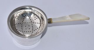 Vintage James Dixon & Son Silver Plate Tea Strainer With Drip Bowl Mop Handle