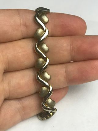 Sterling Silver 925 Vintage Top Quality Heavy Heart Chain Bracelet 19.  6 Grams