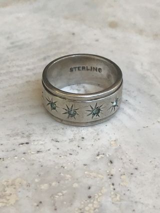 Sterling Silver 925 Vintage Top Quality Estate Starburst Ring 4.  9 Grams