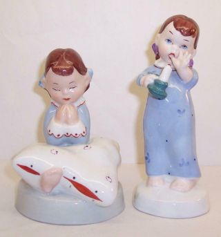 2 Vintage Royal Dux Ceramic Girl Figures Praying/off To Bed - Perfect