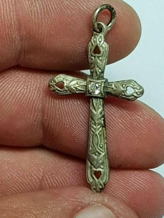 Stunning Extremely Rare Vintage Silver Cross Pendant Medieval Style.  2,  1 Gr 40 Mm