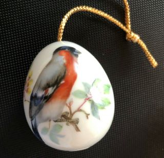 Vintage Ceramic Egg,  Set of 2 Painted Birds Christmas Ornaments 3