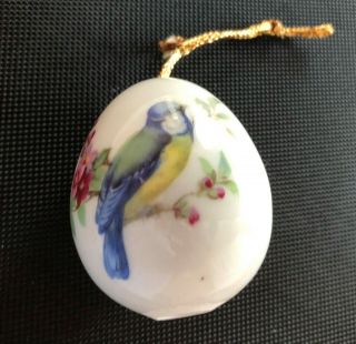 Vintage Ceramic Egg,  Set of 2 Painted Birds Christmas Ornaments 4