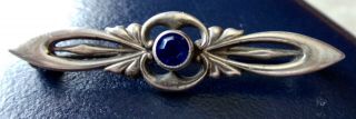 Vintage Silver Brooch With Blue Stone