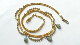 Vintage Aurora Borealis Rhinestone Droplet Necklace