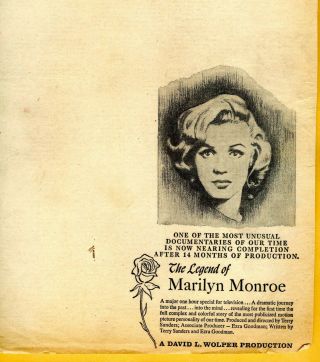 Vintage Ad In Variety For " The Legend Of Marilyn Monroe " 1966 1st Documentary.