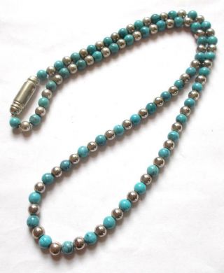 Vintage Native American Navajo Style Turquoise Coloured Art Glass Necklace Beads