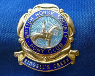 Vintage Badge; British Horse Society Pony Club - Riddell 