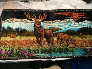 Vintage Stag Deer Wall Tapestry Made In Lebanon