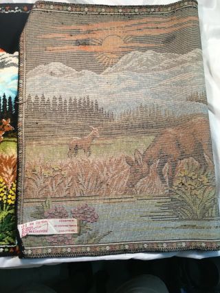 Vintage Stag Deer Wall Tapestry Made In Lebanon 2