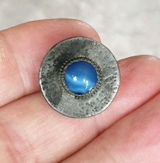 Edwardian Vintage Ruskin Jewellery Arts & Crafts Blue Ceramic Silver Brooch Pin