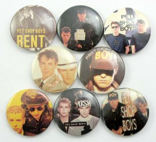 Pet Shop Boys Button Badges 8 X Vintage Pet Shop Boys Pin Badges Synth - Pop