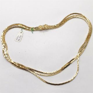 Vintage 9ct Rolled Gold Heavy 3 Row Snake Link Effect Ladies Necklace
