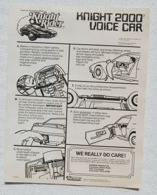 Vintage Kenner Knight Rider Knight 2000 Voice Car Instruction 1983