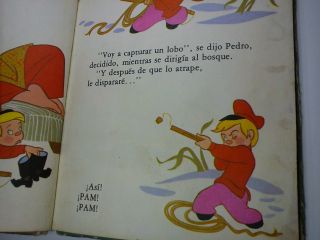 Vintage 1980 Spanish Walt Disney ' s Book Club PETER AND THE WOLF PEDRO Y EL LOBO 4