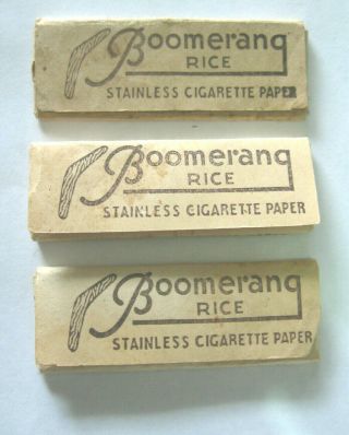 Vintage Boomerang Australia Rice Stainless Tobacco Cigarette Rolling Papers X 3