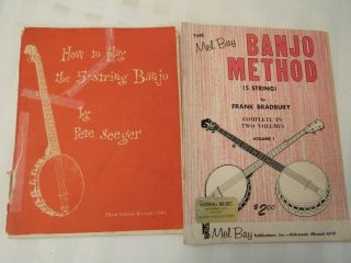 Banjo Lesson Books By Pete Seeger And Mel Bay (frank Bradbury) 1962,  1967 Vntg