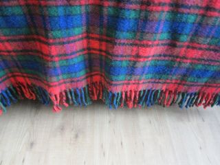 Vintage Troy Mill Wool Throw Blanket 56 " By 60 " Plus Fringe Red Plaid