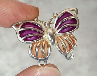 Jewellery Art Deco Vintage Plique - A - Jour Enamel Butterfly Silver Brooch Pin