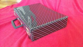 Vintage Retro 1980s Audio Tape Cassette Carry Case Storage Box - Black/Red Striped 3