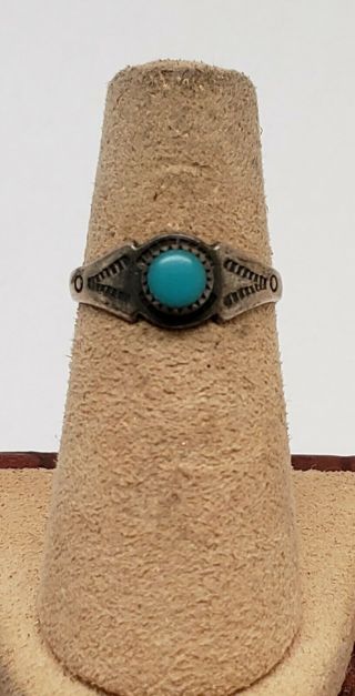 Vintage Navajo Bell Trading Post Turquoise Sterling Silver Ring Size 5