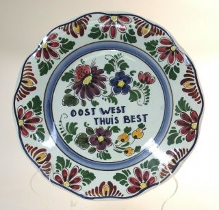 Vintage Royal Tichelaar Makkum Pottery Hanging Plate 8 1/2 " House Warming