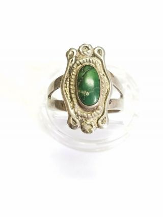 Vintage Old Pawn Sterling Silver Green Turquoise Ring Sz 6