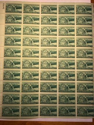 Vintage Full Sheet Of 50 Us Postage Stamps - 1953 Washington Territory