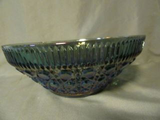 Vintage Indiana Blue Carnival Glass Bowl Windsor Pattern