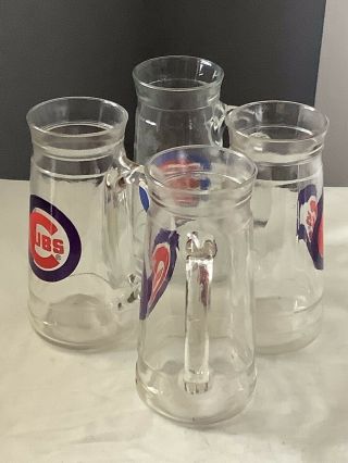 4 VINTAGE CHICAGO CUBS FISHER NUTS BEER MUG THICK CLEAR GLASS 4