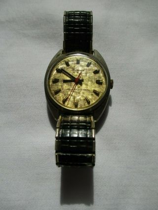 Vintage Lucerne Swiss Made Diamond Tooled Mens Speidel Stretch Wrist Watch