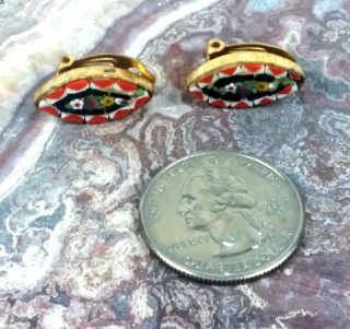 Vintage Micro Mosaic Clip Back Earrings Made In Italy