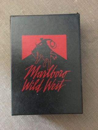 Vintage Zippo Marlboro Wild West Advertising Lighter & Box Engraved Be
