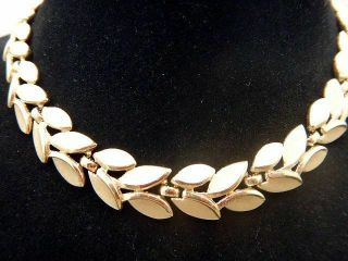 Vintage Necklace Signed Crown Trifari Cascading Brushed Gold Tone Leaves