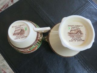 Vintage Myott Son Co England ' s Countryside Hanley ENGLISH Creamer & Tea Cup 3