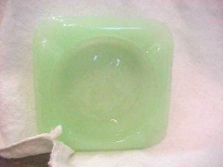 Vintage FENTON Jadite Green Glass Square ASHTRAY with a Rose embossed in Bottom 2