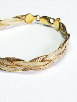 Vintage FAS 925 Sterling Silver Gold Wash Braided Weave 7 